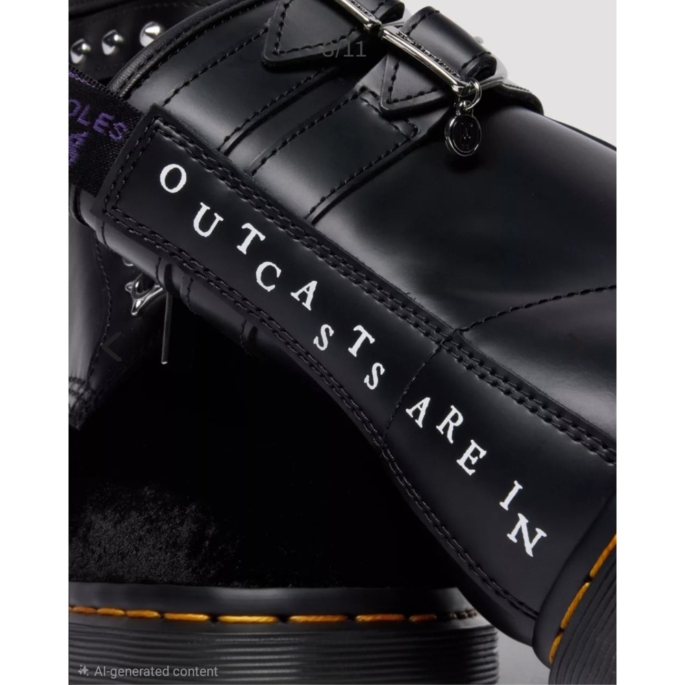 Dr. Martens 1460 Wednesday Boots Women‎ 8 Black Velvet Leather Studded Goth Alt - Picture 9 of 14